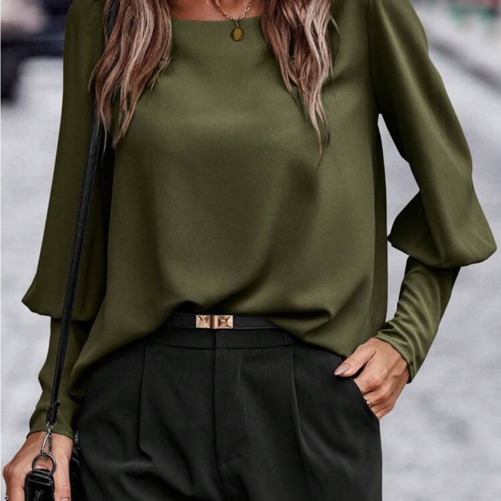 Elegant Olive Green Women's Top